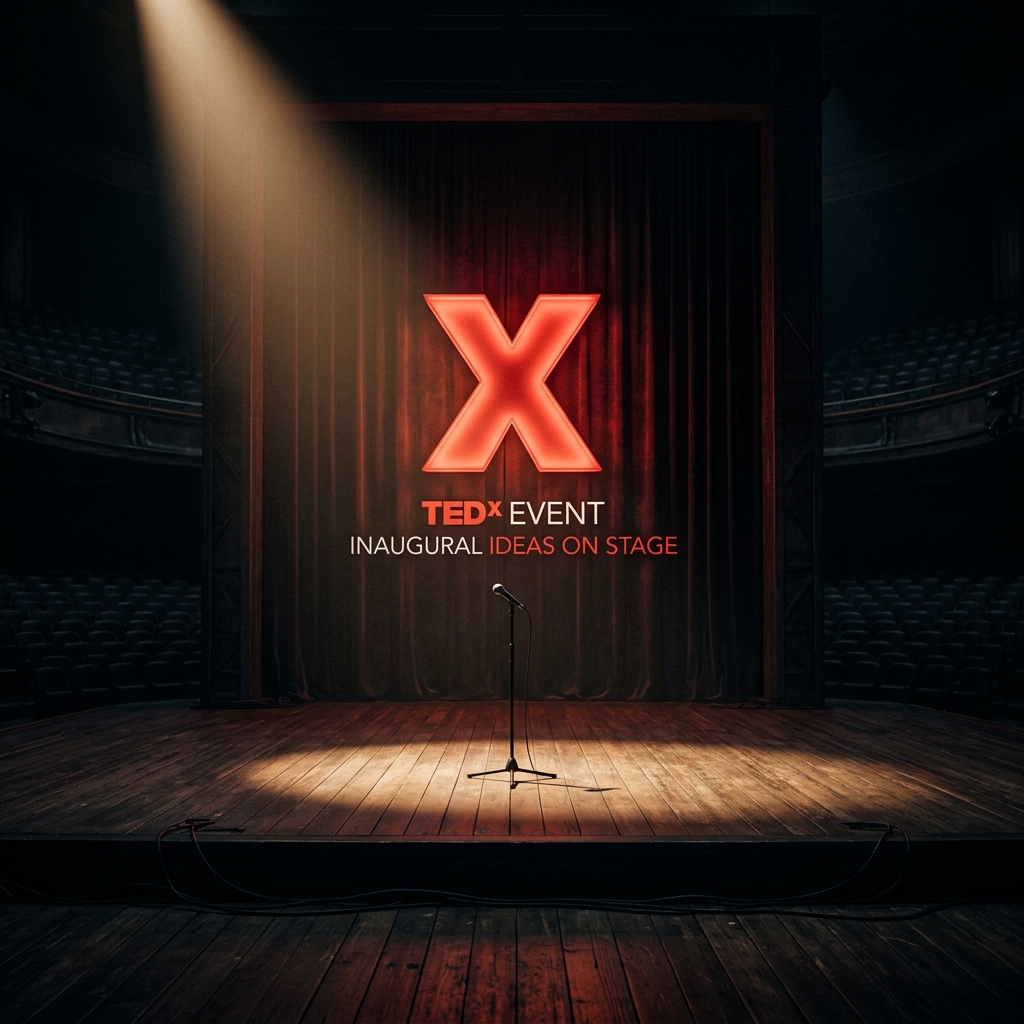 Speaker on a spotlighted stage