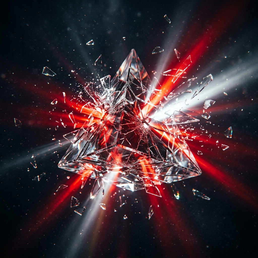 A presenter speaking with red lighting